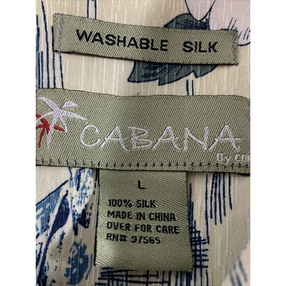 Cabana 100% Silk Hawaiian Button Up Shirt Mens Large Tropical Floral - Picture 4 of 5